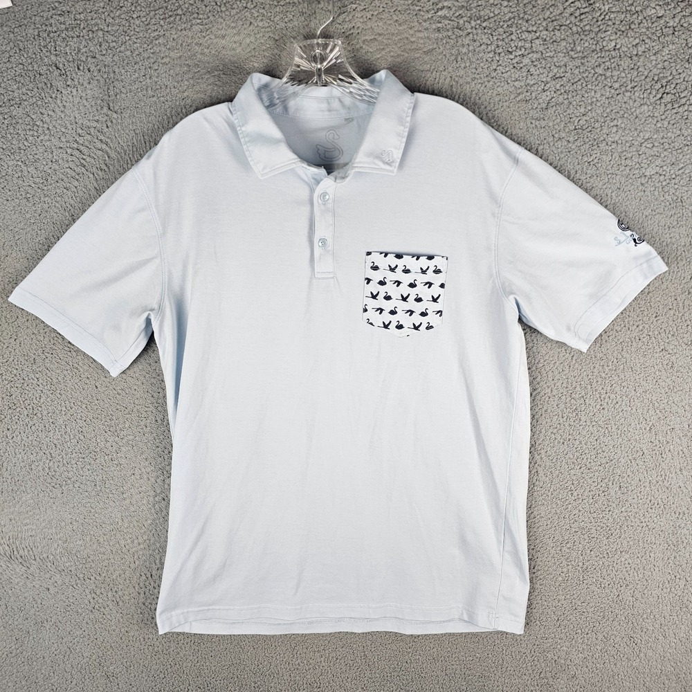 Swannies Polo Shirt Mens Large‎ Off White Pocket Golf Performance Popover